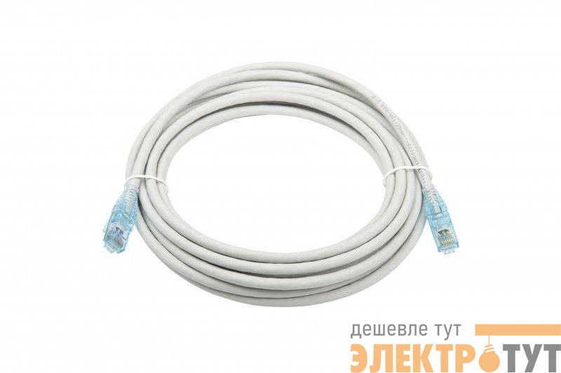 Патч-корд PC-LPM-UTP-RJ45-RJ45-C6-5M-LSZH-GY U/UTP кат.6 LSZH 5м сер. Hyperline 41841
