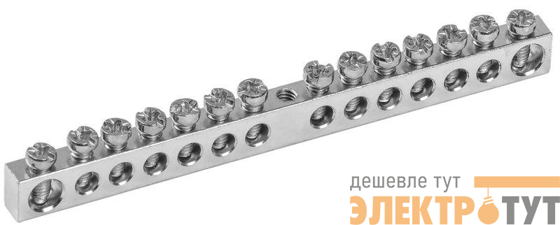 Шина PEN "земля-ноль" 6х9мм 14/1 Ni (14групп/крепеж по центру) IEK YNN10-14-100-N