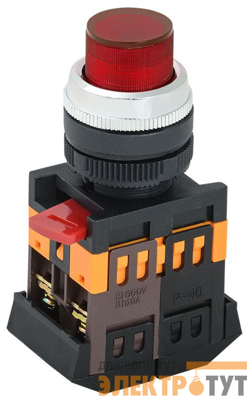 Кнопка ABLFP-22 d22мм 1НО+1НЗ 240В неон красн. GENERICA BBT20-ABLFP-K04