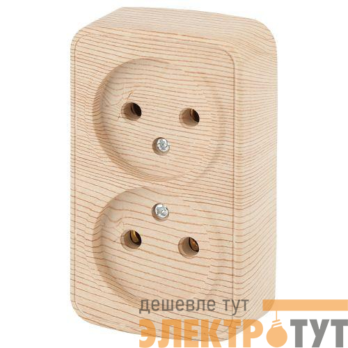 Розетка 2-м ОП Polo 3-203-11 2х2P 16А 250В IP20 без заземл. сосна Intro Б0053571