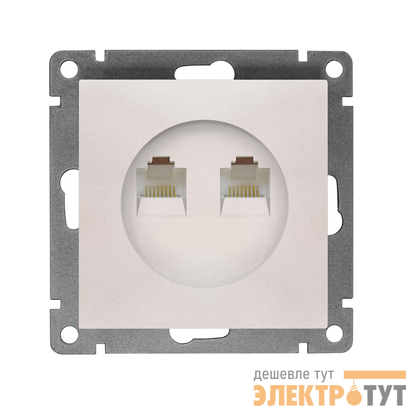 Розетка компьютерная 2-м СП Афина RJ45 кат.5E механизм жемчуж. Universal A1086-OBr