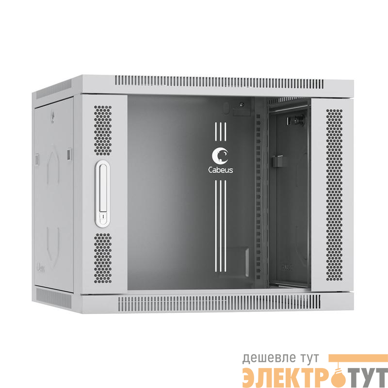 Шкаф телекоммуникационный настенный SH-05F-9U60/35 19дюйм 9U 600х350х501мм дверь стекло сер. (RAL 7035) Cabeus 7117c