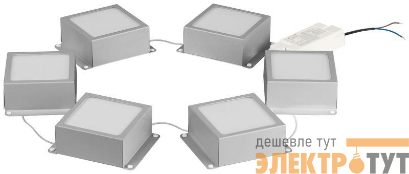 Светильник светодиодный SPO-646-3-4K-S6 36Вт 4000К 100х100 грильято домино компл. 6 кубиков+драйвер металлик (уп.6шт) Эра Б0062991