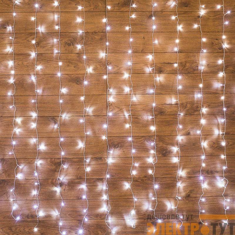 Гирлянда светодиодная "Светодиодный Дождь" 2х3м 240LED бел. 12Вт 230В IP20 свечение с динамикой провод прозр. Neon-Night 235-065