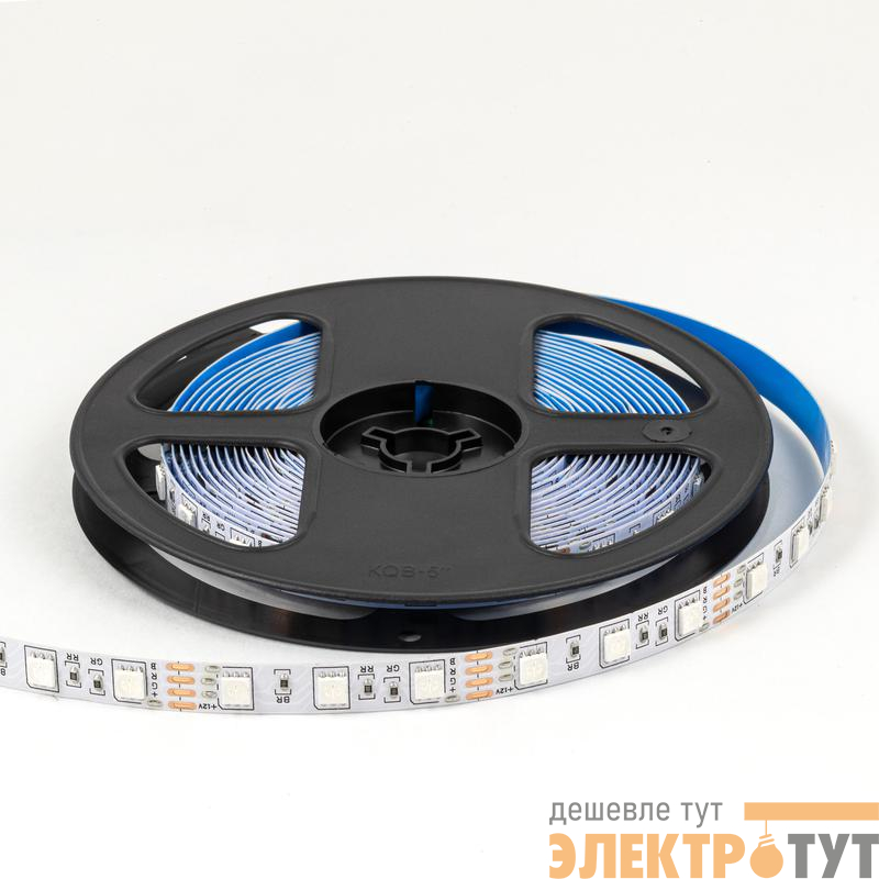 Лента светодиодная 12В 14.4Вт/м RGB smd5050 60д/м IP20 подложка 10мм (уп.5м) OGM LSE-271