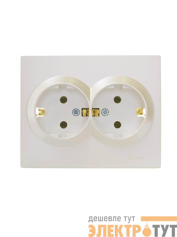Розетка 2-м СП VESNA с заземл. ПБТ жемчуж./бел. перламутр LEZARD 742-3000-127B