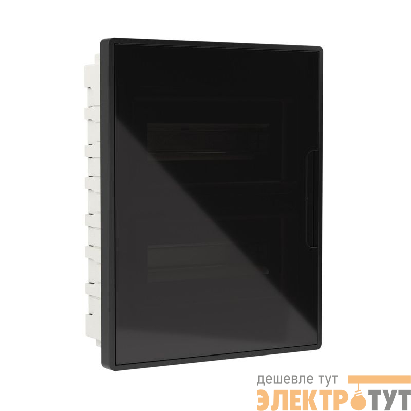 Щиток встраиваемый Фрейм (FRAME) ЩРв-п-24 24мод. с тонированной дверцей с 4 шинами PEN (2шт на 8 отверст. и 2шт на 6 отверст.) черн. DKC F24B1BD