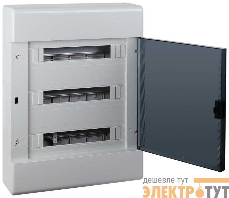 Щиток Тусо открытая проводка на 54 модуля 648х468х116мм (сер. с прозр. дверцей) Ruvinil 68054СП