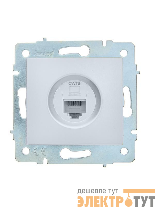 Розетка компьютерная 1-м СП ASTI IP20 RJ45 механизм Cat 6e жемчуж./бел. перламутр. LEZARD 7081-3088-140