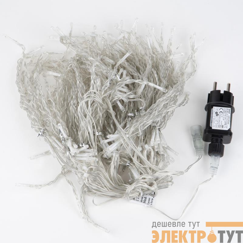 Гирлянда занавес светодиод. ULD-C3020-264/TTK WARM WHITE IP44 с эффектом мерцания 3х2м 264 светодиода тепл. бел. свет провод прозр. Uniel UL-00010920