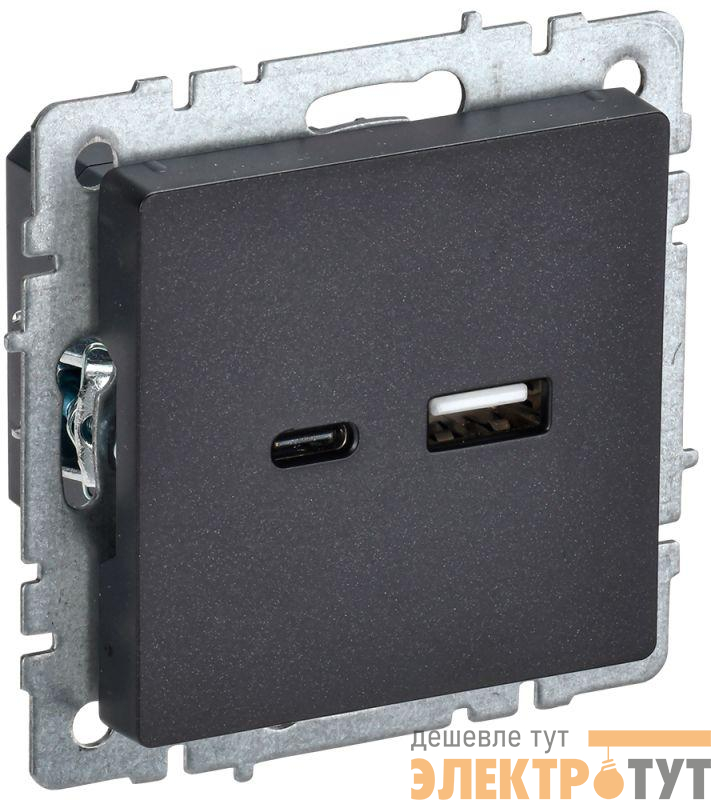 Розетка BRITE USB A+C 18Вт РЮ11-1-БрЧ механизм черн. IEK BR-U22-018-K02