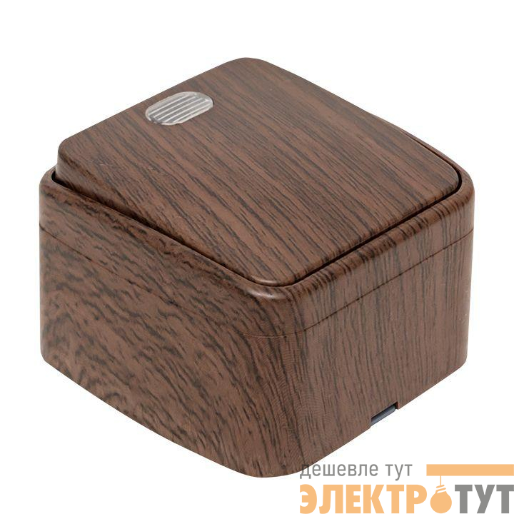 Выключатель 1-кл. 2п ОП Минск 10А IP20 с индикатором темн. дерево EKF EGV10-121-40