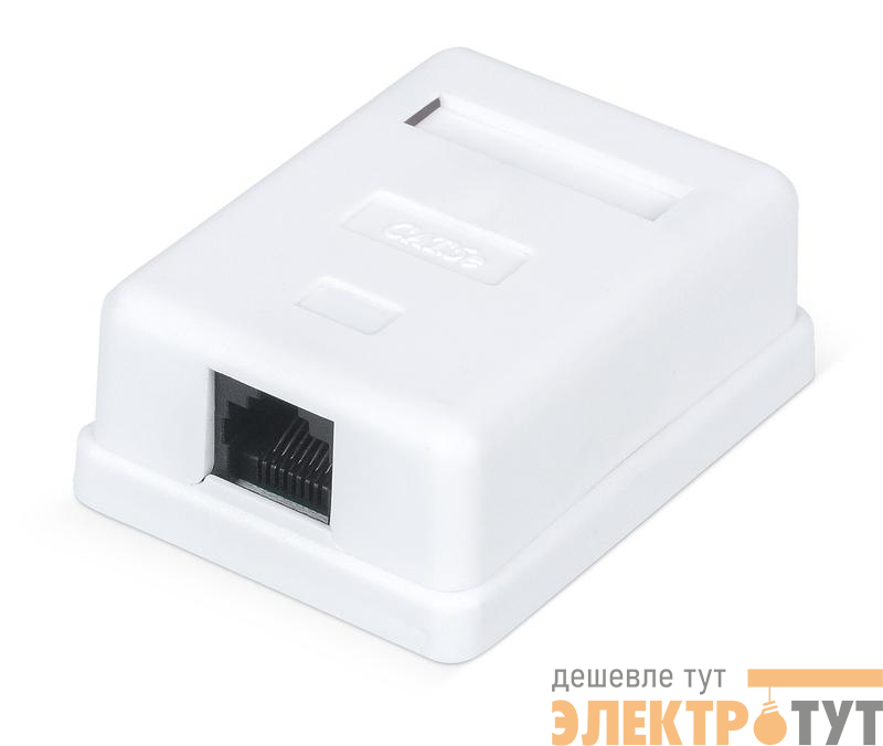 Розетка компьютерная 1-м ОП WR-WS-8P8C-C5E-1 RJ45 кат.5E неэкранир. Dual IDC бел. WRline 505215