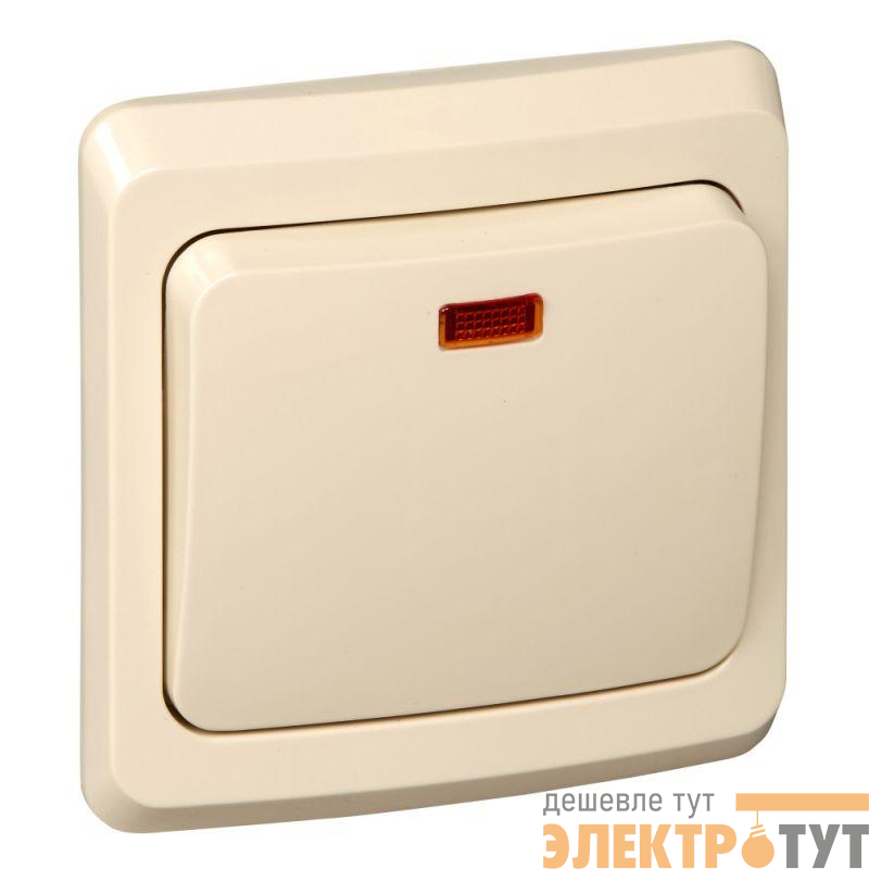 Переключатель проходной 1-кл. СП Этюд 10А IP20 с подсветкой крем. SE BC10-007K