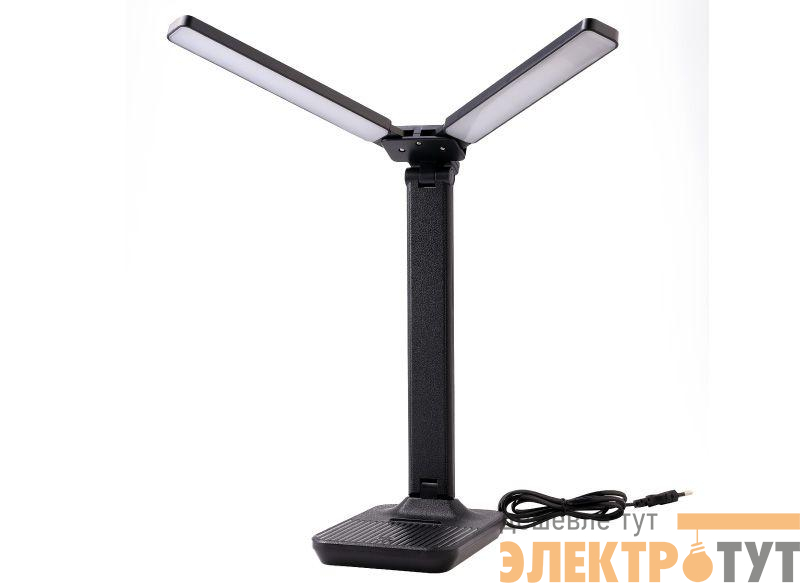 Светильник светодиодный настольный UF-819 C02 12Вт 6000К 3ур. яркости 2 плафона кожа черн. Ultraflash 15164