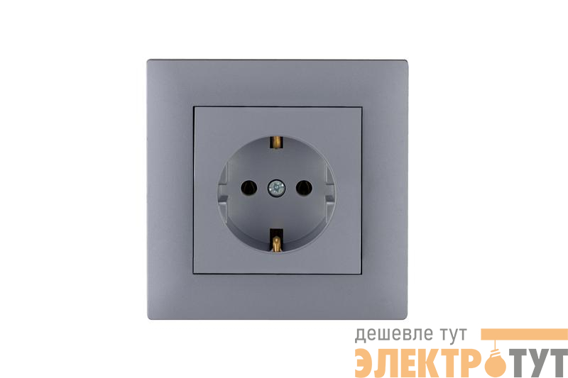 Розетка 1-м Karea RIZZ STAR с заземл. сер. Makel 88065028