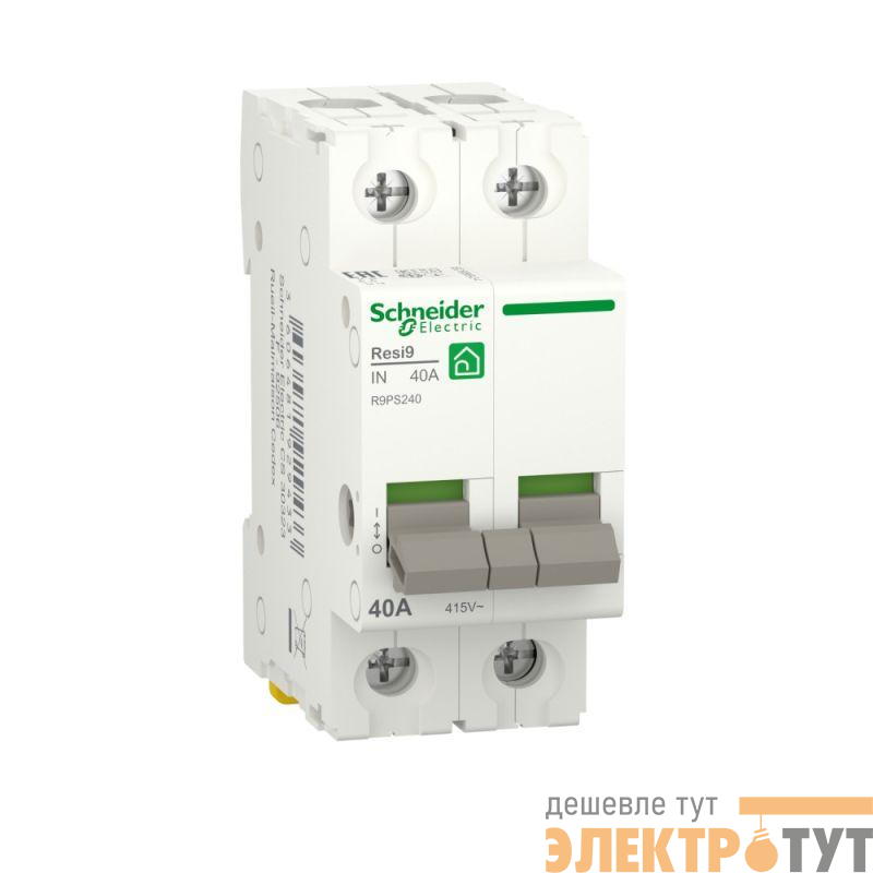 Выключатель нагрузки 2п 40А Resi9 (мод. рубильник) SchE R9PS240
