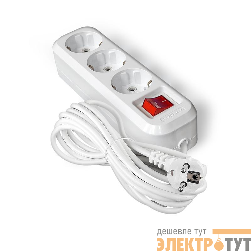 Удлинитель 3х7м с заземл. IP20 S-303А ПВС 3х1.5 с выкл. Universal 1728