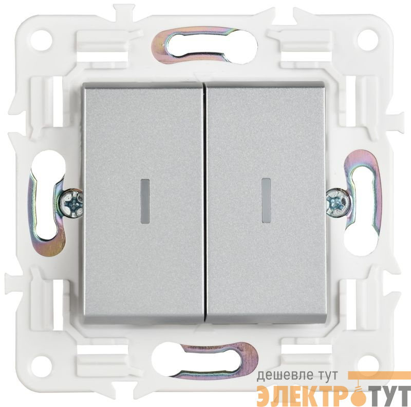 Выключатель 2-кл. SKANDY 10А SK-V09S с индикацией серебр. IEK SK-V20-1-10-K23