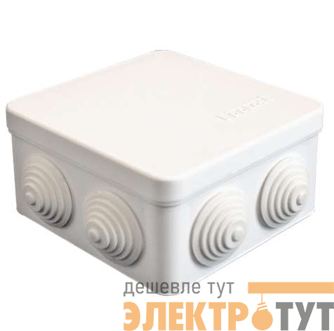 Коробка распределительная ОП 105х105х56мм IP54 7 выходов 4 гермоввода крышка защелкивающаяся бел. Epplast 100011
