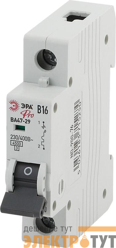Выключатель автоматический модульный 1п B 16А ВА47-29 Pro NO-900-76 ЭРА Б0031786