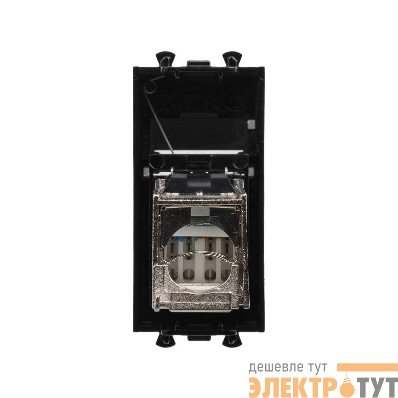Розетка компьютерная 1мод. Avanti "Черный квадрат" RJ-45 модульная кат.5е экран DKC 4402361