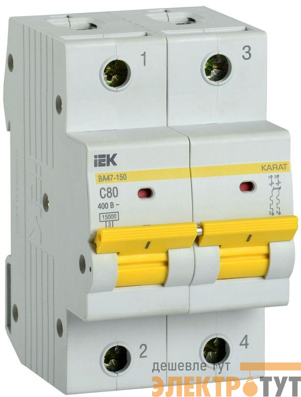 Выключатель автоматический модульный 2п C 80А 15кА ВА47-150 KARAT IEK MVA50-2-080-C