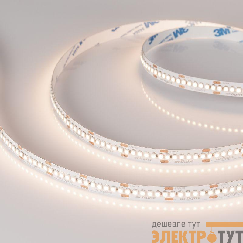 Лента светодиодная RT-A240-10mm 24V Warm 3500К 19.2Вт/м IP20 3528 открыт. (уп.5м) Arlight 040545