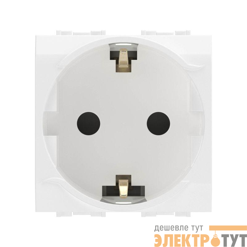 Розетка 1-м СП 2мод. Brava 16А IP20 с заземл. защ. шторки бел. DKC 76482B