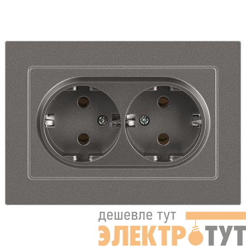 Розетка 2-м СП Accent 6-205-09 16А IP20 250В 2P+E Schuko AL/CU титан Intro Б0063500