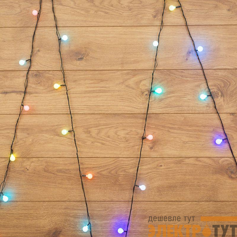 Гирлянда светодиодная "Шарики" 5м d18мм 30LED RGB 3.6Вт 220-240В IP20 провод ПВХ темн. зел. Neon-Night 303-549