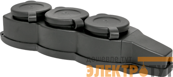 Колодка 3-м 16А IP44 2P+PE 230В с защ. крышками каучук EKF RPS-015-16-230-44