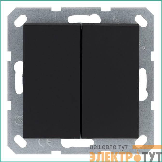 Переключатель проходной 2-кл. 10А IP20 механизм черн. матов. soft touch Jasmart G3022PB
