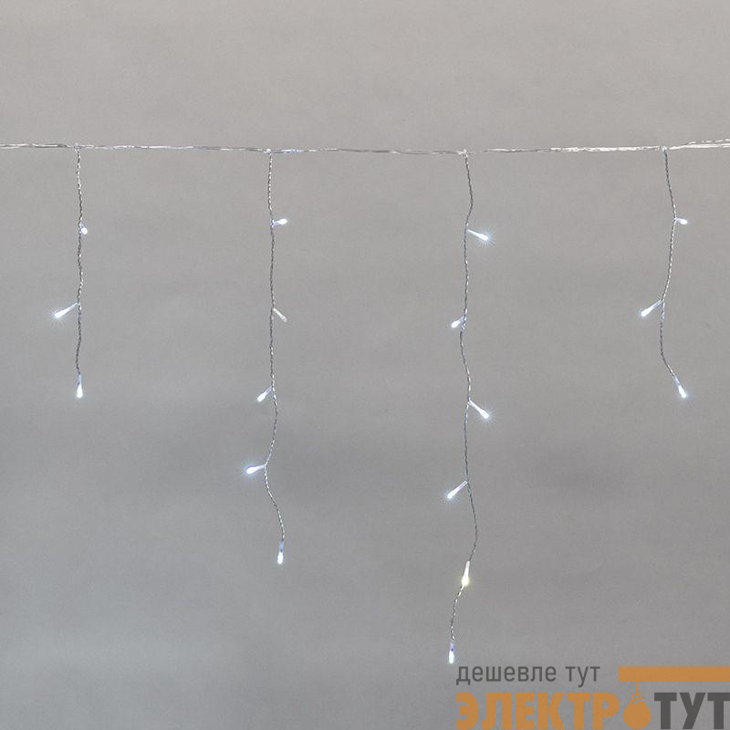 Гирлянда светодиодная Айсикл (бахрома) 25х0.6м 588LED бел. IP44 230В c эффектом мерцания провод прозр. Neon-Night 255-595