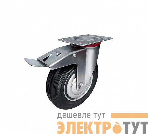 Колесо промышленное поворотное стальной обод с резиновой шиной и роликоподшипником площадка d100 сталь оцинк. Tech-Krep/Zitar 148524