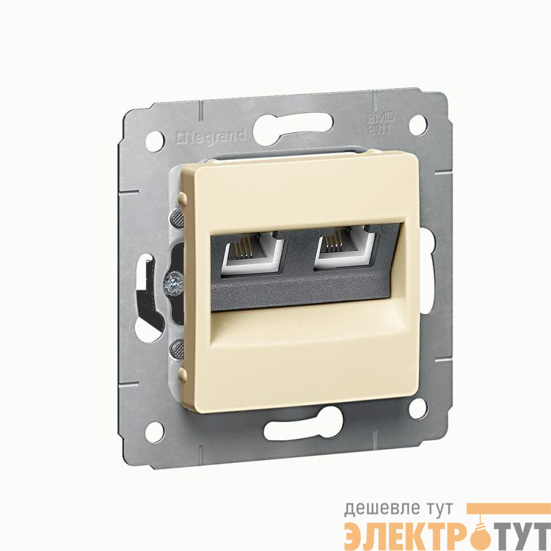 Розетка телефонная 2-м СП Cariva RJ11 4 контакт. механизм сл. кость Leg 773739