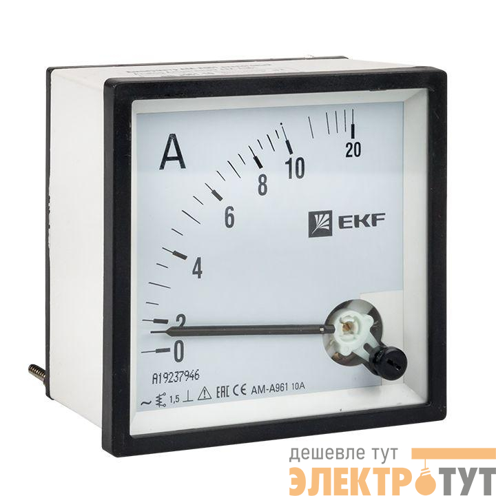 Амперметр аналоговый AM-A961 на панель 96х96 (квадратный вырез) 10А прямое подкл. EKF ama-961-10