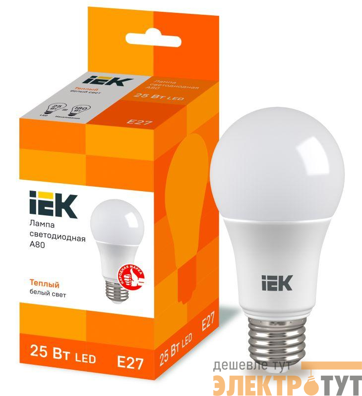 Лампа LED A80 шар 25Вт 230В 3000К E27 IEK LLE-A80-25-230-30-E27