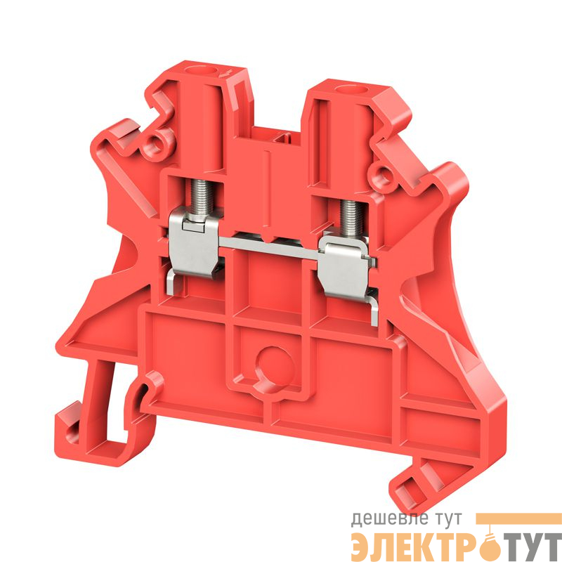 Клемма проходная винтовой зажим 2 точки подключения 4кв.мм красн. DKC TUR-4R-RD
