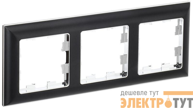 Рамка 3-м BRITE РУ-3-Бр хром/черн. IEK BR-M32-12-2-K23