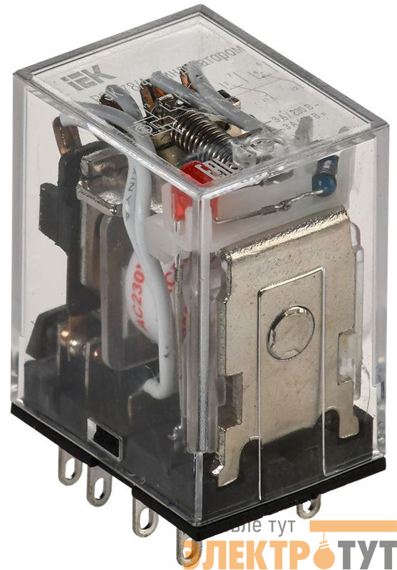 Реле РЭК 78-4(MY4) 3А 230В AC с индикацией IEK RRP20-4-03-220A-LED