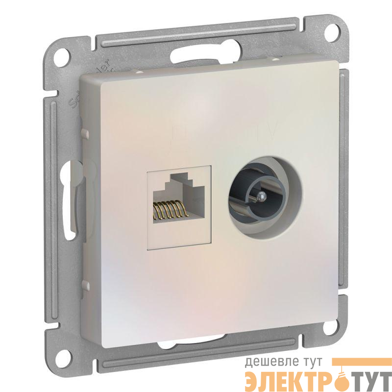 Розетка компьютерная + телевизионная 2-м AtlasDesign RJ45 кат.5E + TV механизм жемчуж. SE ATN000489