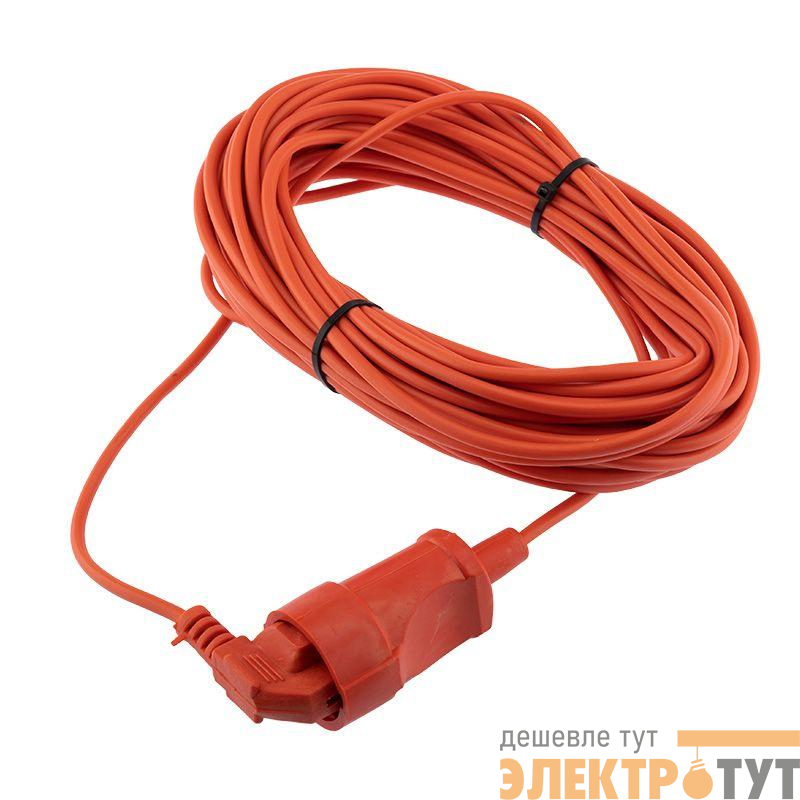 Удлинитель-шнур 1х20м без заземл. 6А IP20 1.3кВт ПВС 2х0.75 оранж. PROCONNECT 11-7106