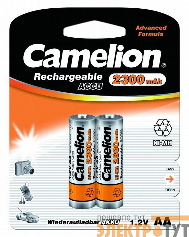 Аккумулятор AA/R6 2300мА.ч NI-MN BP-2 металлик (блист.2шт) Camelion 5221