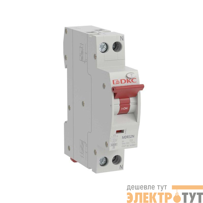 Выключатель компактный автоматический дифференциального тока YON max MDR 1P+N 100мА 6A C 6кА тип А YON MDR32N-1N3C6-A