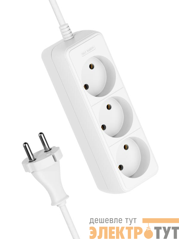 Удлинитель 3х1.5м без заземл. 16А IP20 ПВС 2х1.5 КОСМОС YKsm1.5m-3g(K)