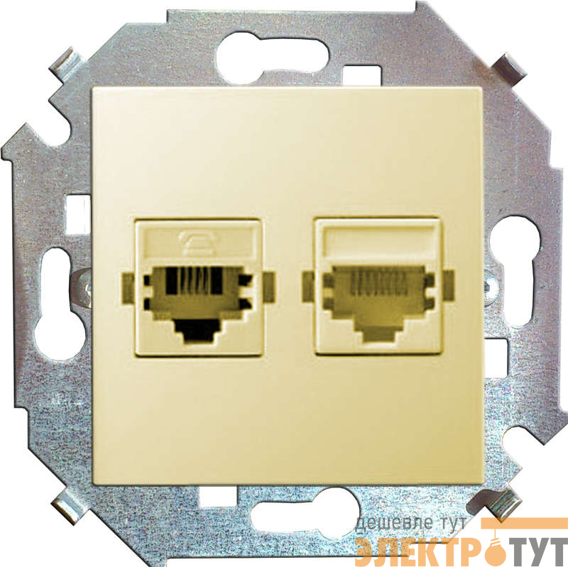 Розетка компьютерная 2-м СП Simon 15 RJ45 кат.5E Systimax механизм сл. кость Simon 1591593-031