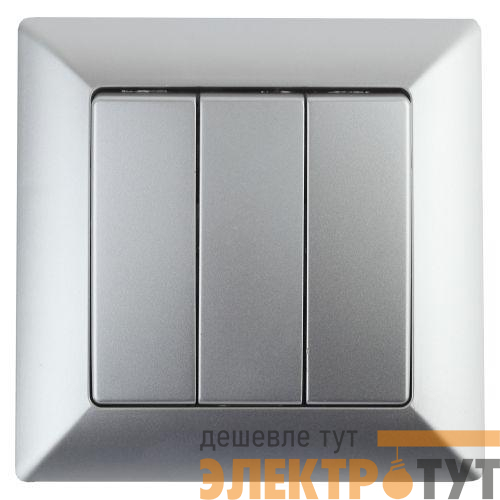 Выключатель 3-кл. СП Solo 4-106-03 10А 250В IP20 алюм. Intro Б0053603