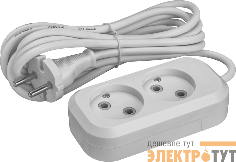 Удлинитель 2х3м без заземл. 10А IP20 90504 OPE-S-02-300-X-2х1 ОНЛАЙТ 90504