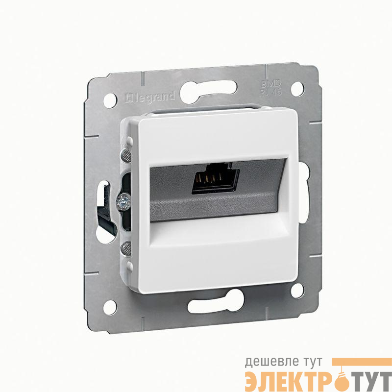 Розетка компьютерная 1-м СП Cariva RJ45 кат.6 UTP механизм бел. Leg 773641